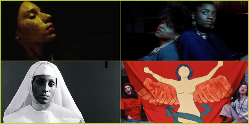A graphic featuring 4 stills from 4 different WMM films
