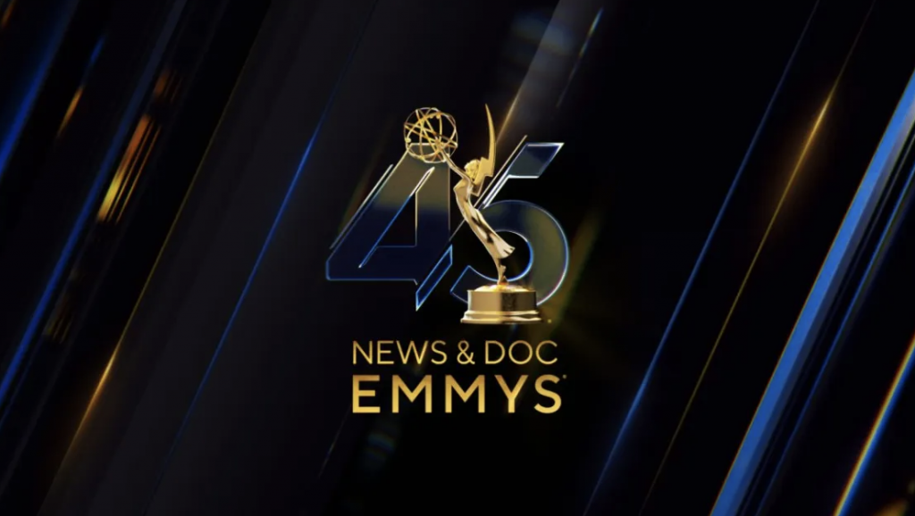 A graphic promoting the 45th Emmy's: News & Doc